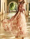 Empire Floral Printed Half Sleeves Maxi Dress
