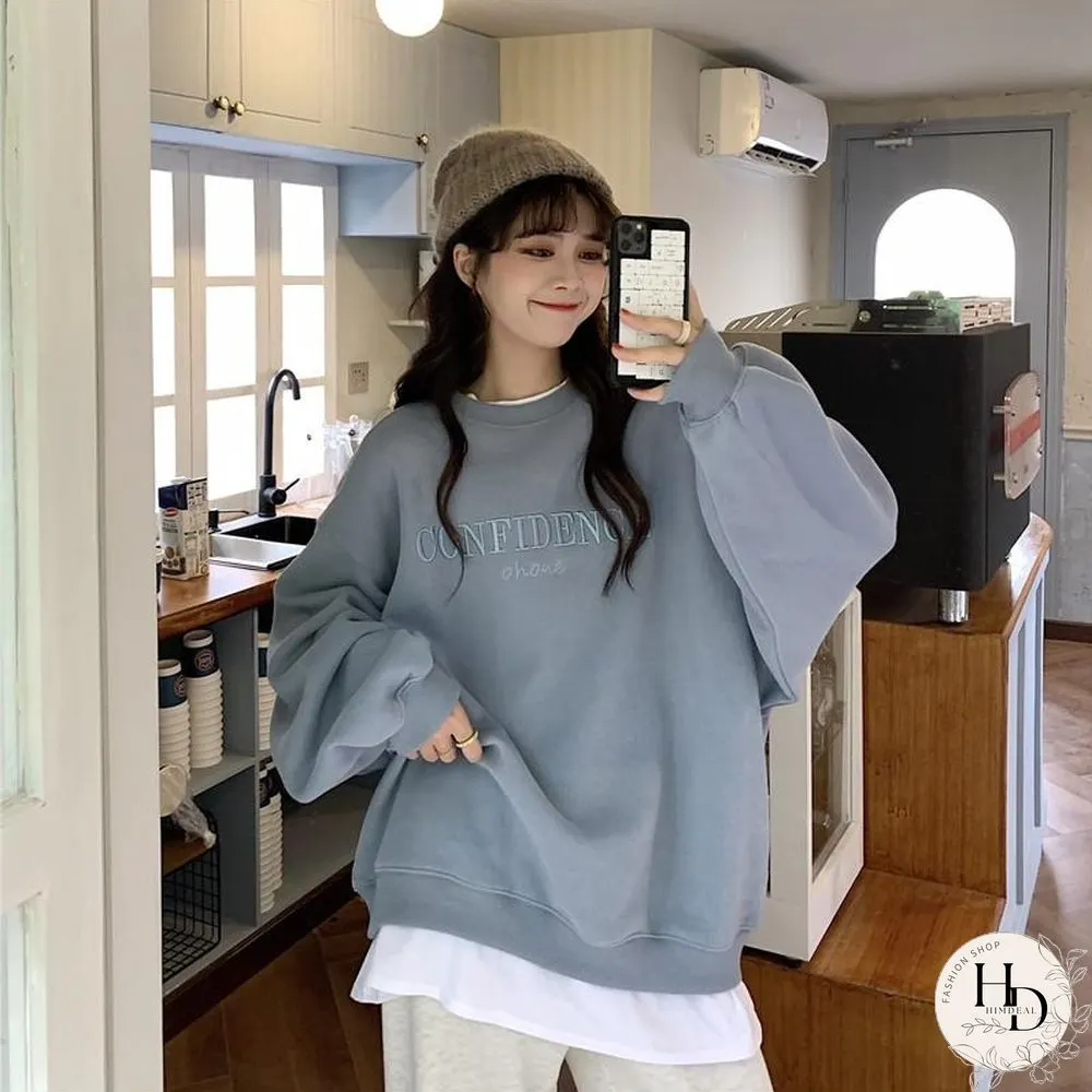 French Vintage Full Sleeve Sweatshirt Streetwear New Trendy Loose Fake Two Pullover 90S