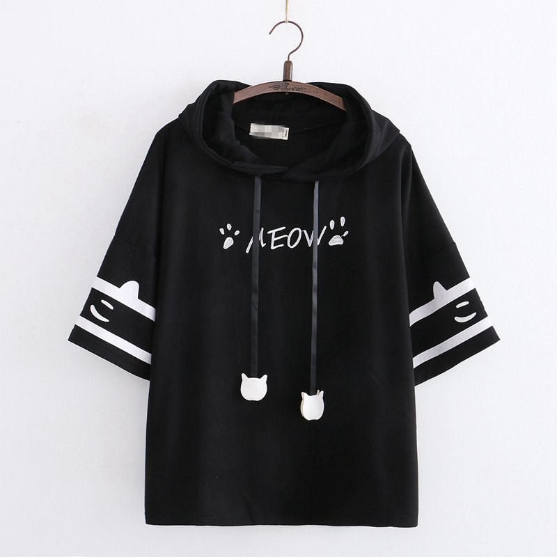 T-shirts Women Patchwork Loose Harajuku All-match Short Sleeve Hooded Summer Cute Korean Version Stylish Student Tops Casual New