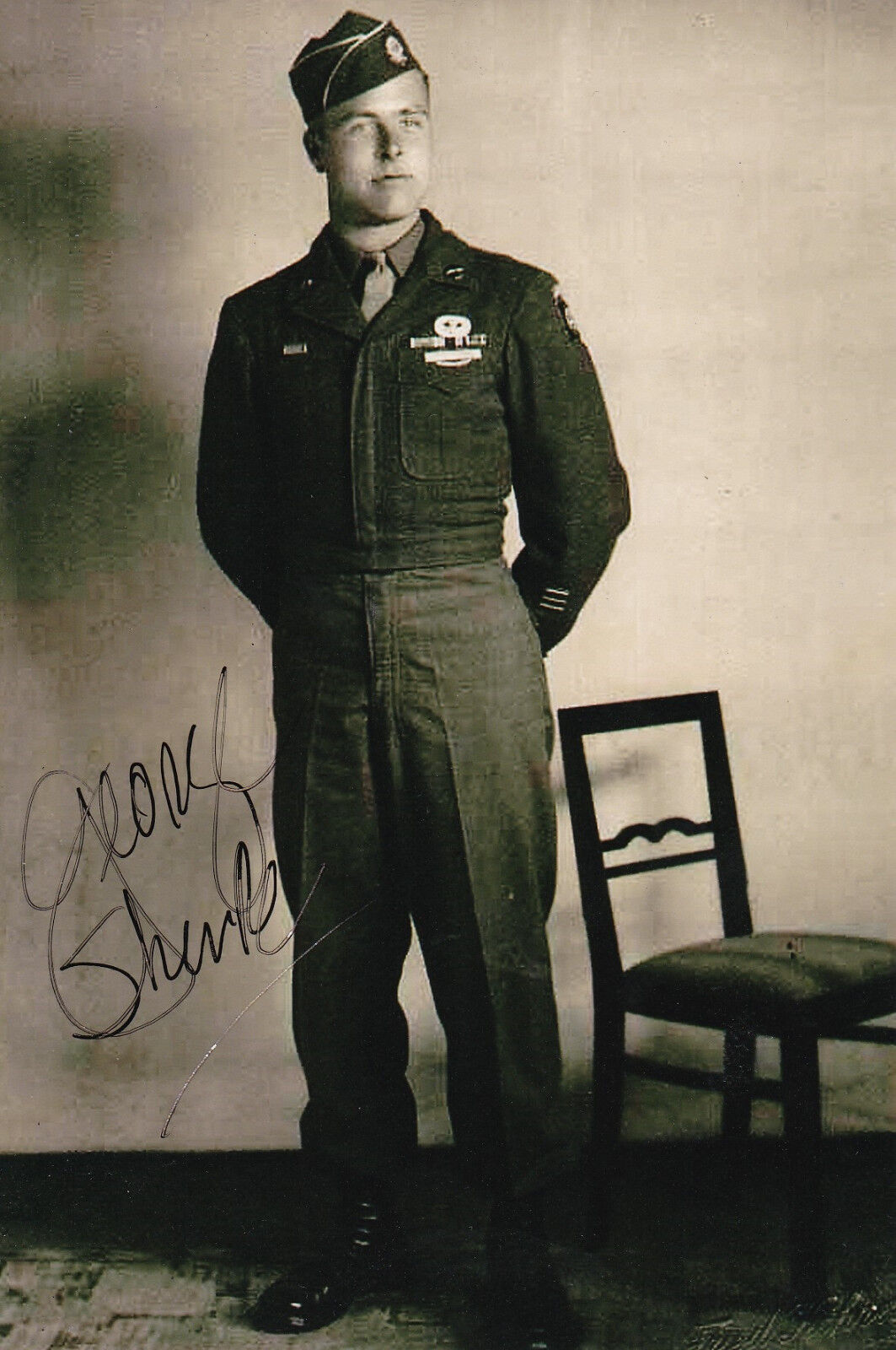 Cpl. George Shenkle Signed Autographed 4x6 Photo Poster painting World War II 82nd AB 508 PIR