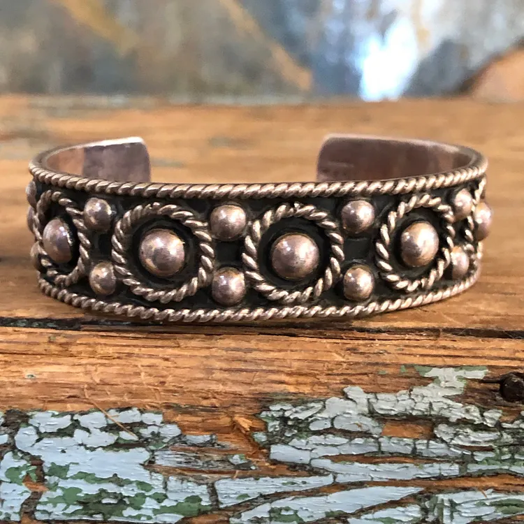 Sterling Silver Orb Cuff Bracelet Taxco Mexico