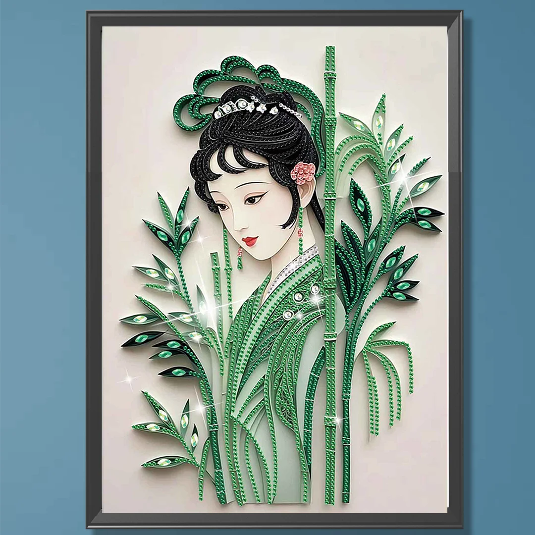 Diamond Painting - Partial Special Shaped Drill - Bamboo Beauty(Canvas|30x40cm)