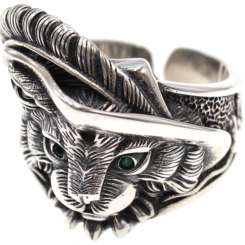 Copper Emerald Eyes Open Adjustable Cat Ring