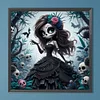 (40*40cm)Dark Skull Girl - Full Round Drill Diamond Painting