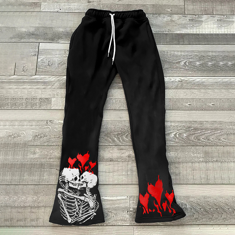 Loveciss®/ Death Do Us Part Print Casual Street Fleece-lined Pants