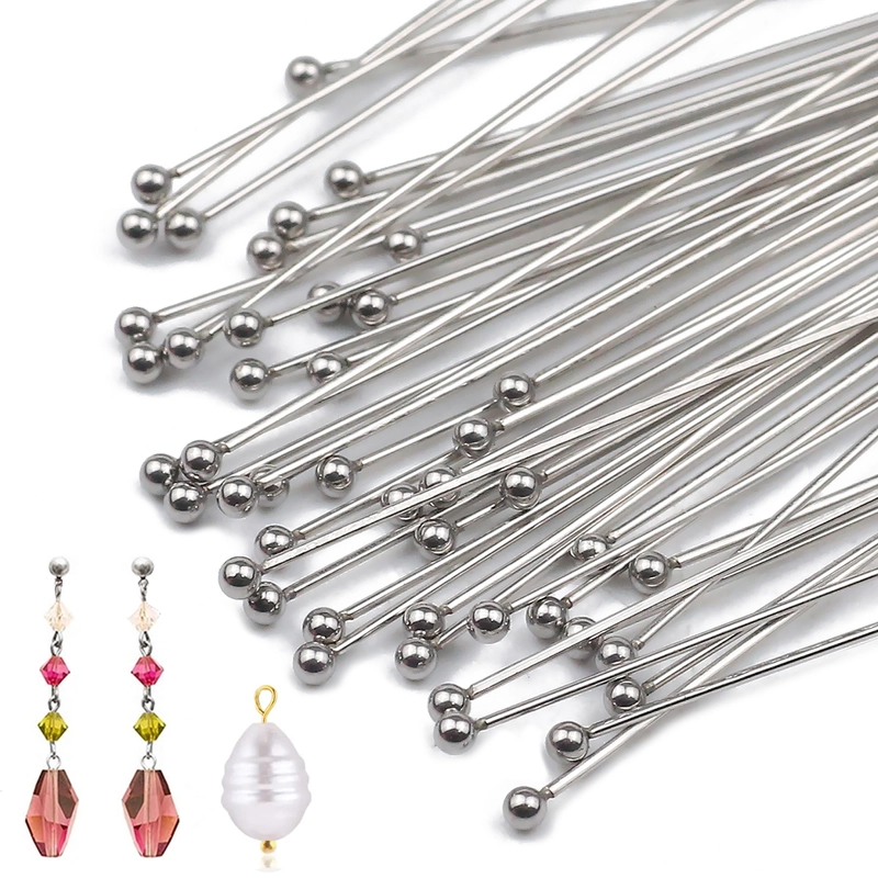 100 PCS/Package 304 Stainless Steel Solid Color Stainless Steel Ball Head Pin Pendant Pin Ear Stud Pendant Accessories Jewelry Accessories