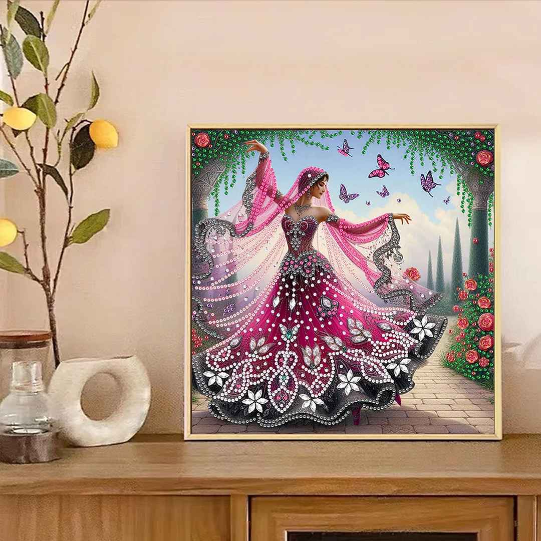 Dancing Beauty - Diamond Painting - Partial Special Shaped Drill(Canvas|30*30cm)