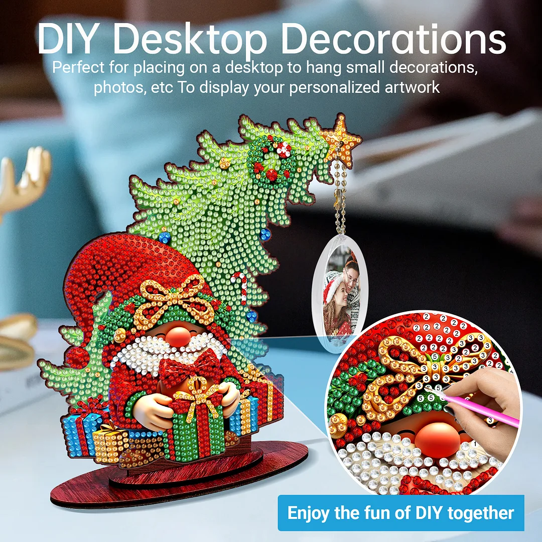 Photo Christmas Tree 5D DIY Diamond Art Tabletop Wood Decorations Ornament Kits