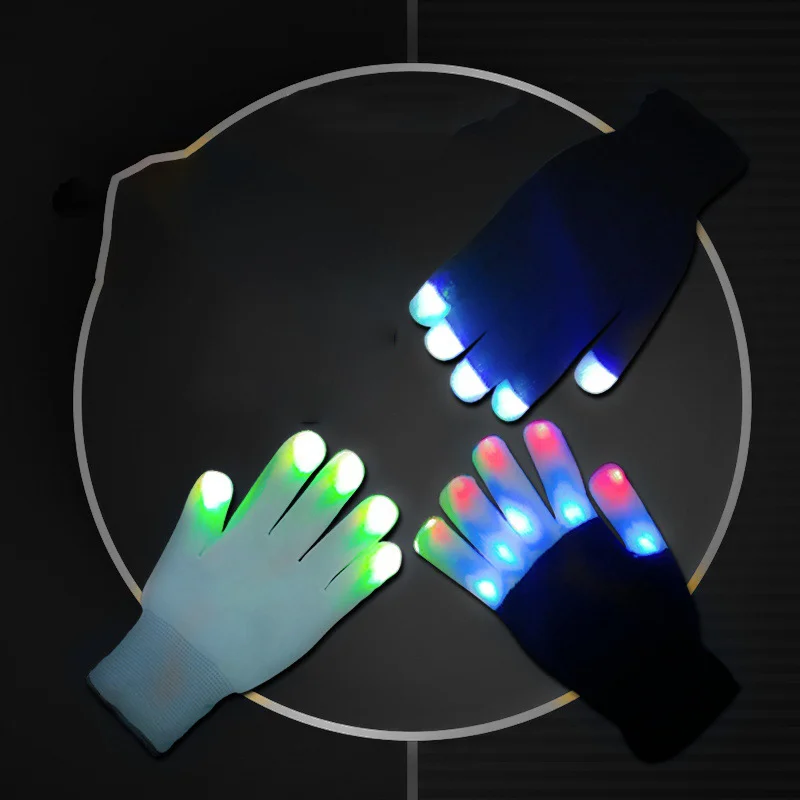 LED świecące rękawice kolorowe migające rękawice zabawkowe rękawice magiczne palce rekwizyty sceniczne