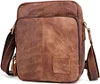 BAIGIO Leather Bag for Men Cross Body Bag Vintage Small Ipad Messenger Bag Side Satchel for Men Business Bag Casual Hangbag Sling Bag for Work Travel Daily, Brown