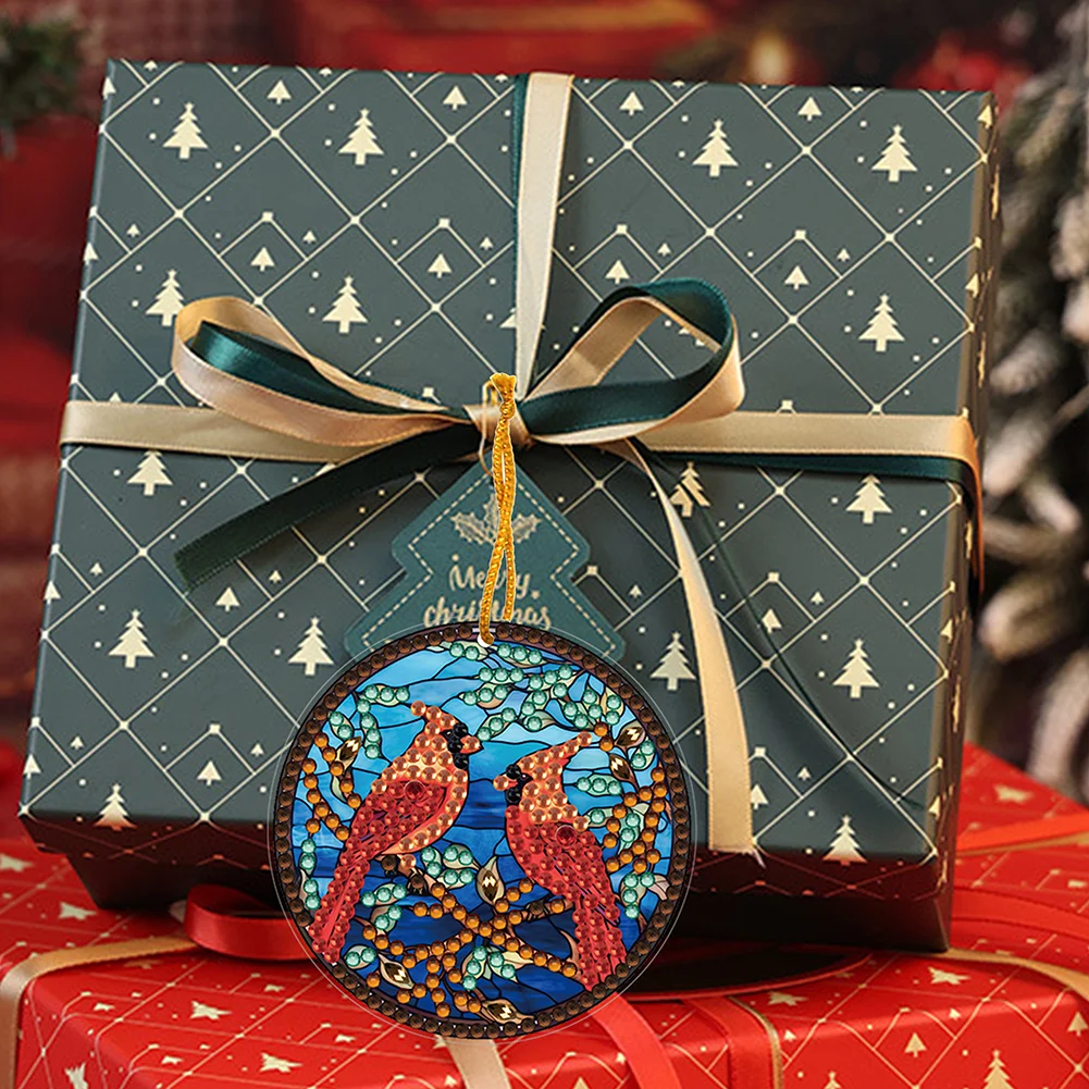 8pcs DIY Christmas Acrylic Single-Sided Small Diamond Painting Hanging Pendant 