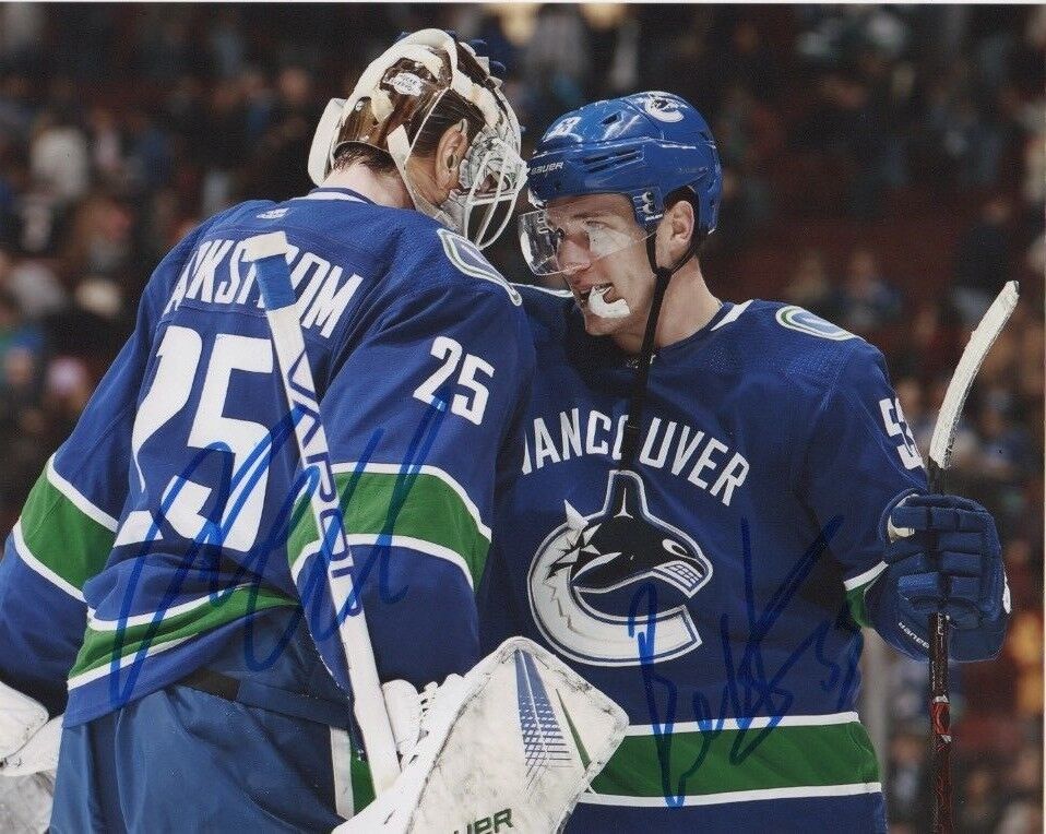 Vancouver Canucks Bo Horvat Jacob Markstrom Signed Autographed 8x10 Photo Poster painting COA