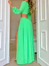 Irregular Clipping Hollow Long Sleeves Maxi Dress
