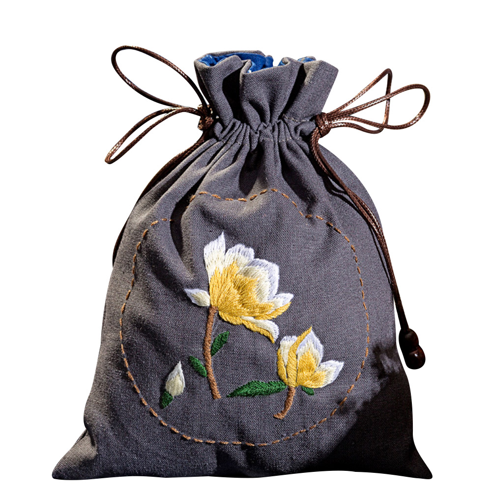 

Magnolia Flower - Cross Stitch Embroidery - Drawstring Wallet, 501 Original