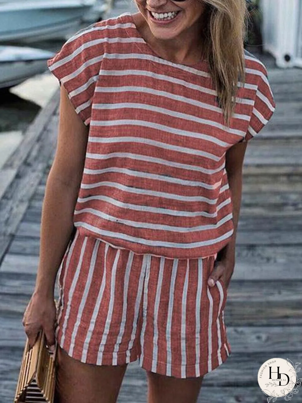 Stripes Print Casual Romper