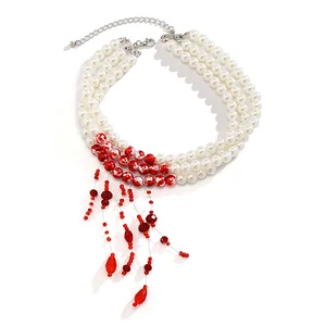 Dark girl multi layer faux pearl necklace