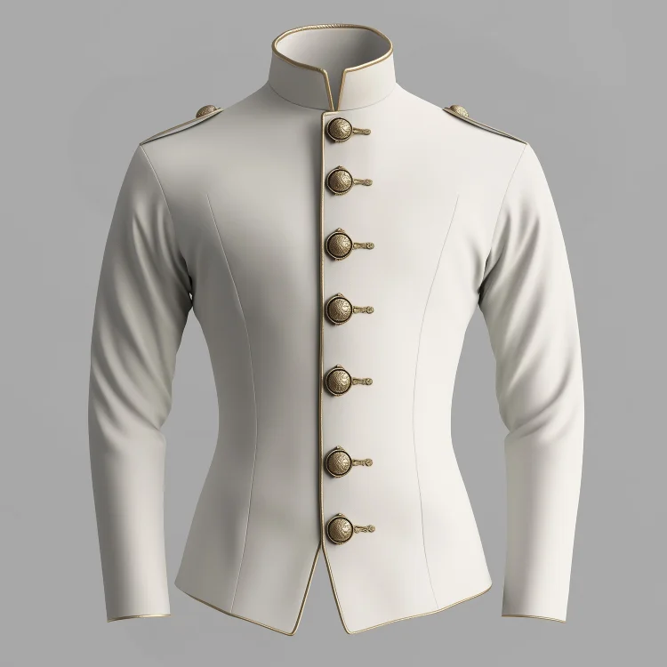Okaywear Stand Collar Metal Button Contrast Binding Long Sleeve Jacket 