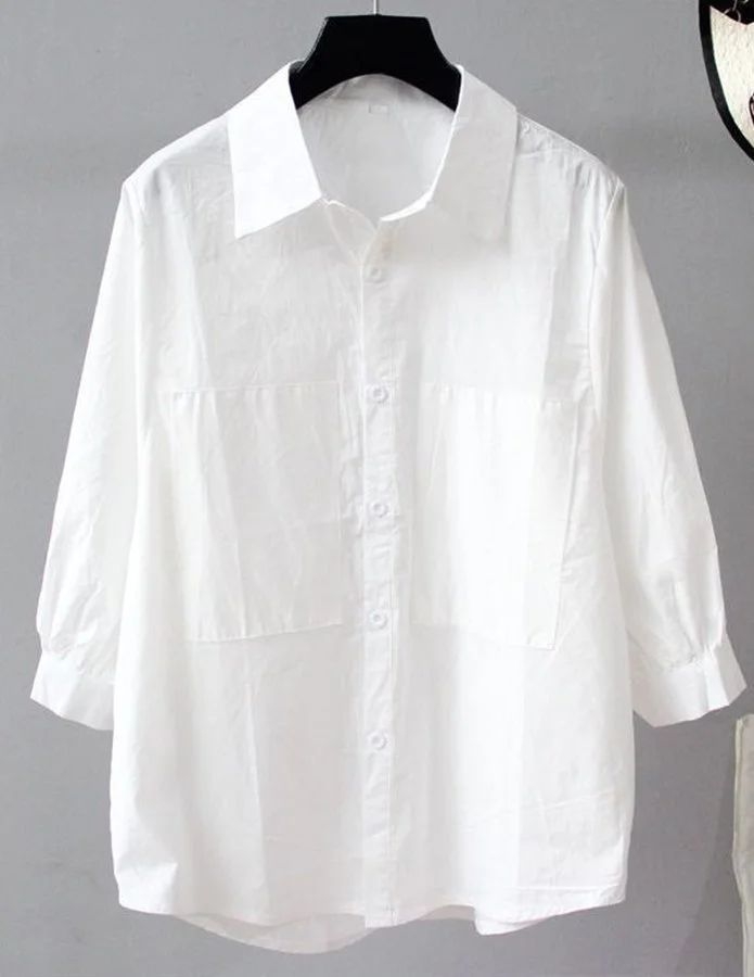 Women's Solid Cotton Linen Casual Shirt-mysite