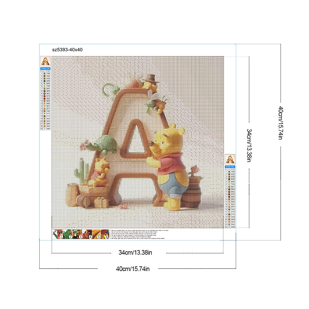 Diamond Painting - Full Round Drill - Pooh&Alphabet(Canvas|40*40cm)