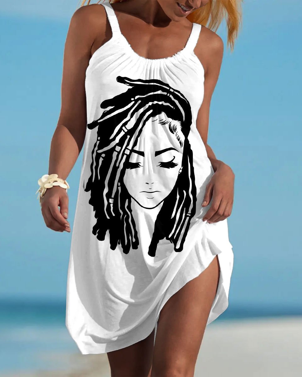 Curly Braid  Girl Sleeveless Mini Dress