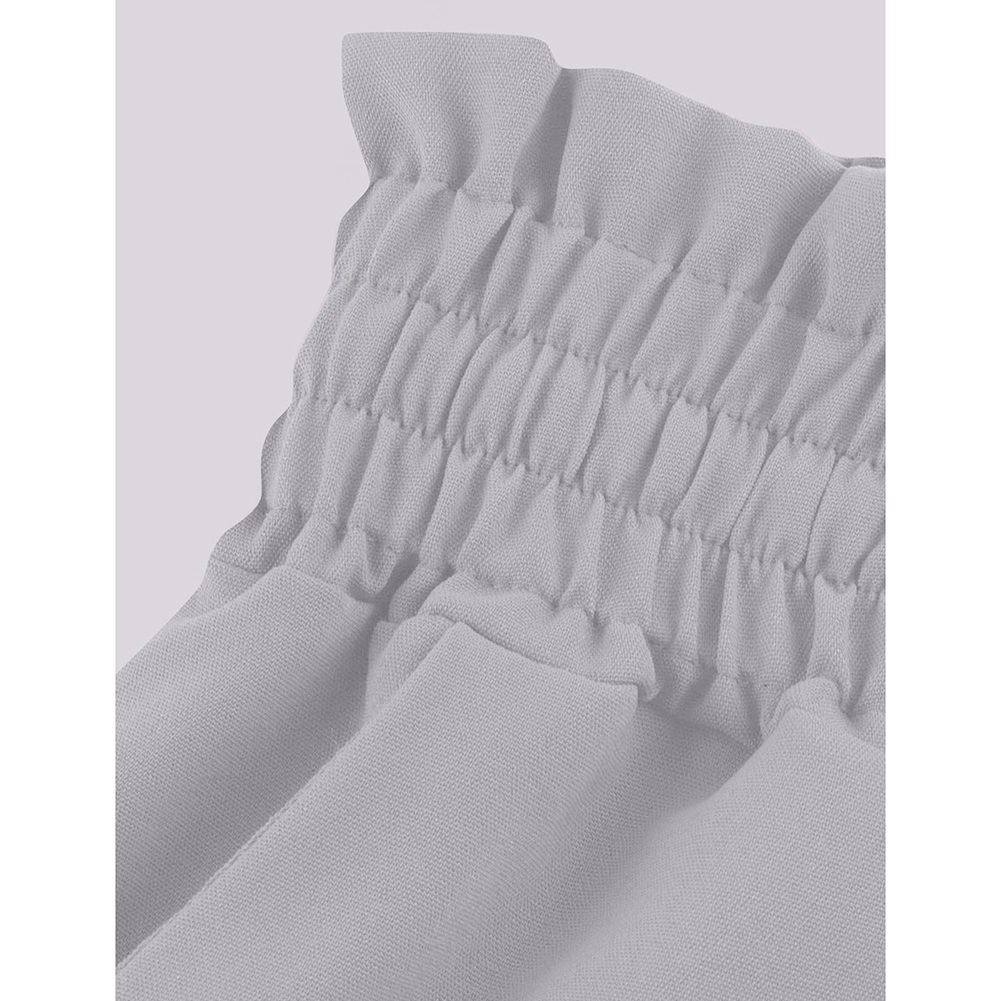 Light Gray Elastic Waistband Wide Leg Long Culottes