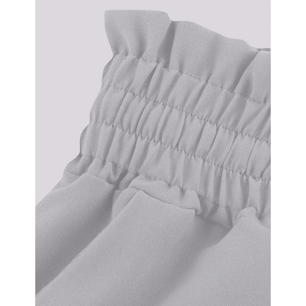 Light Gray Elastic Waistband Wide Leg Long Culottes