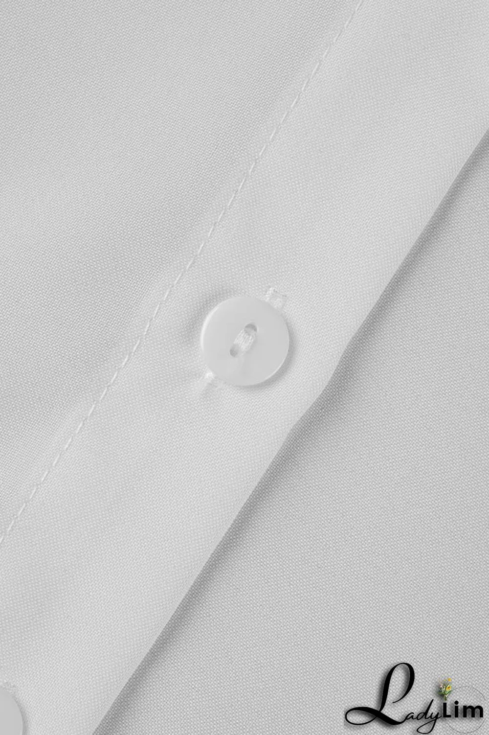 White Casual Solid Split Joint Buckle Turndown Collar Tops