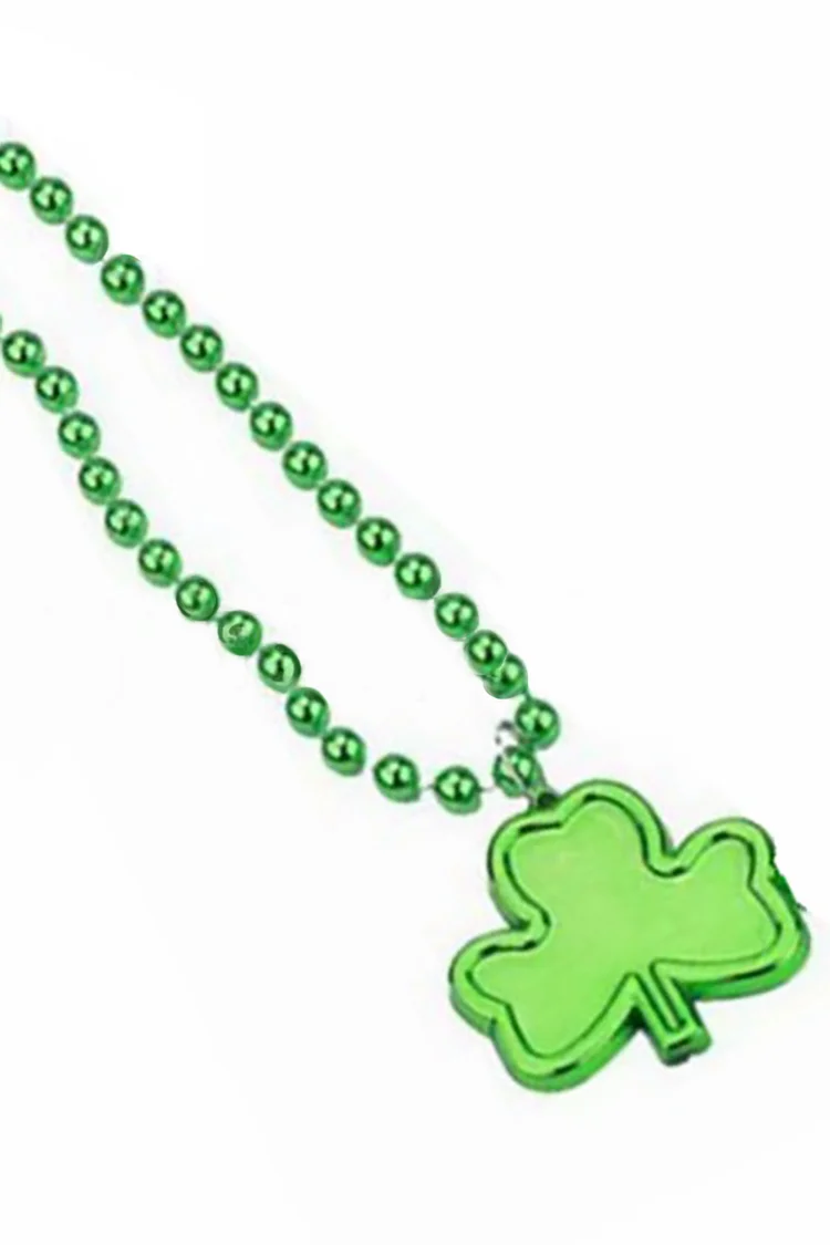 Shamrock Pendant St. Patrick's Day Beaded Necklace
