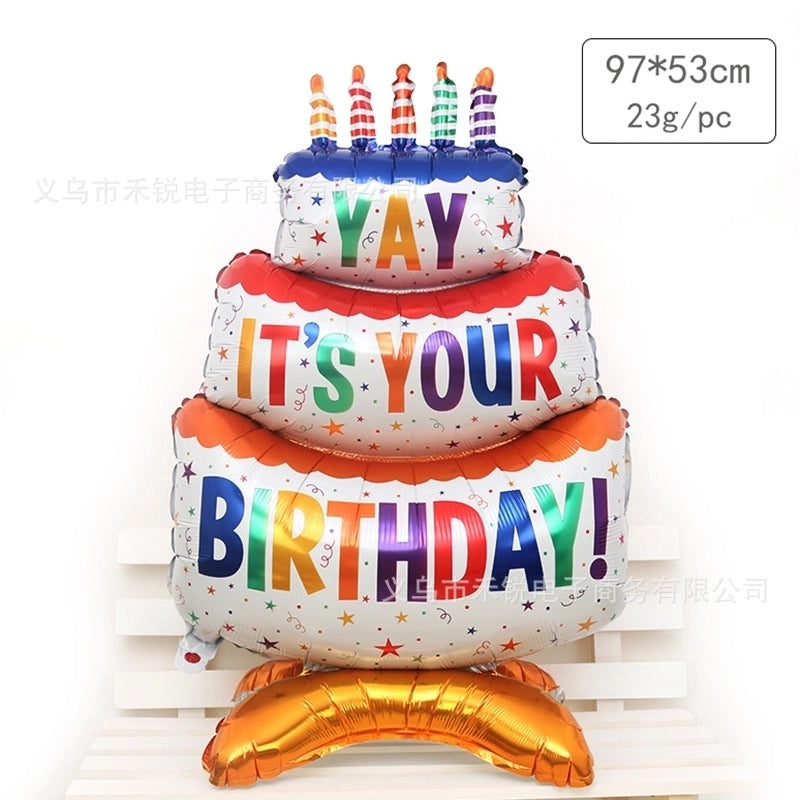 2 Pieces Birthday Cake Aluminum Film Party Balloon