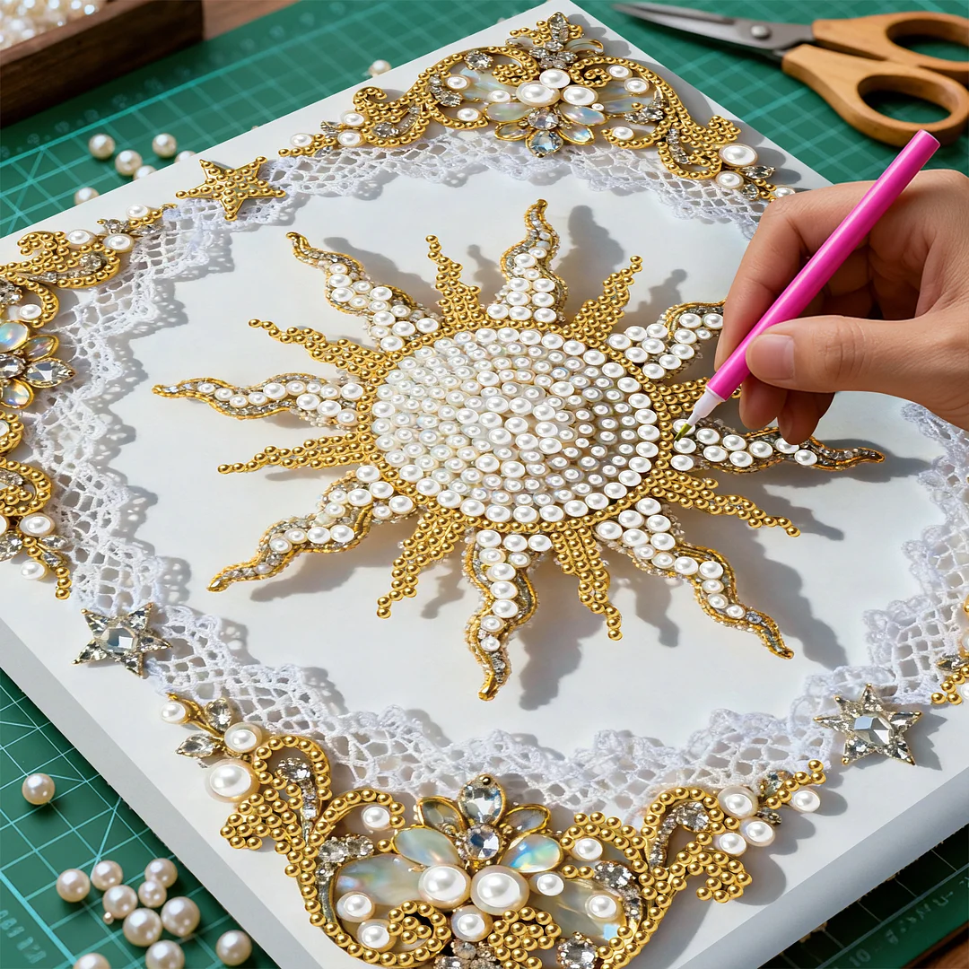 Shining Pearls DIY Pearl Diamond Art Kit for Adults Home Decor 25x25cm With Frame