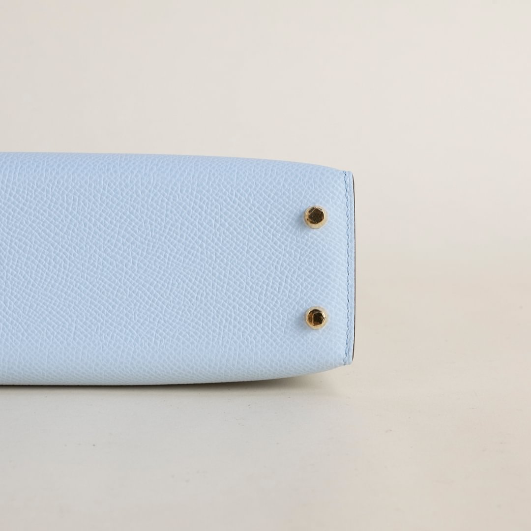 Mini Kelly II Epsom T0 Bleu Brume GHW