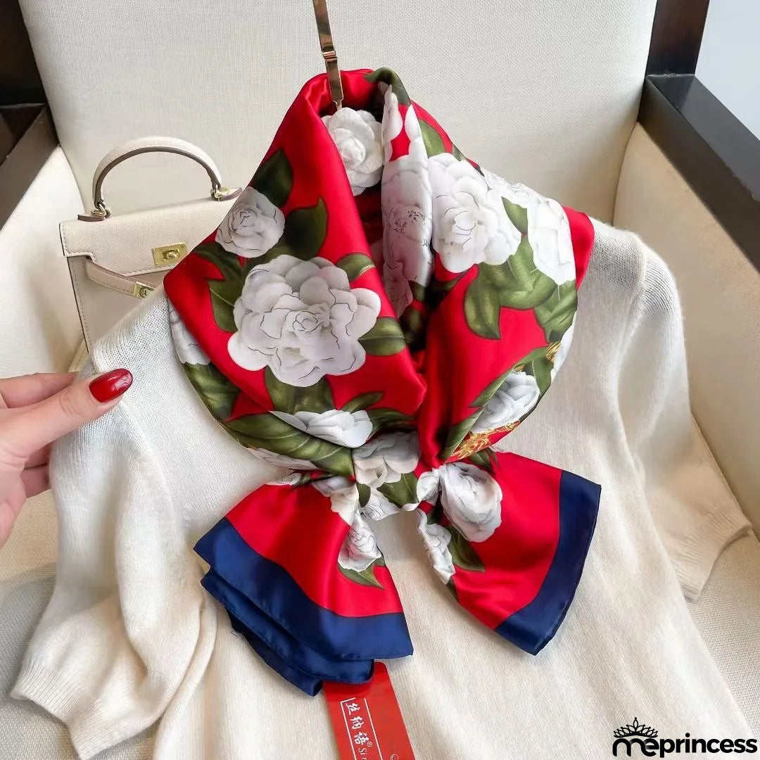 Women's Silk Neck Wrap Printed Pattern Trendy Beach Scarves