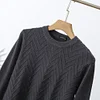 Men's Solid Color Round Neck Three-dimensional Jacquard New Winter Base Warm Sweater
