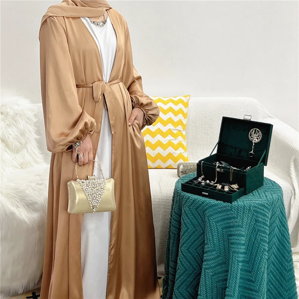 Brownm Sleeve Basic Model Cardigan Summer Colorful Elegant Dress