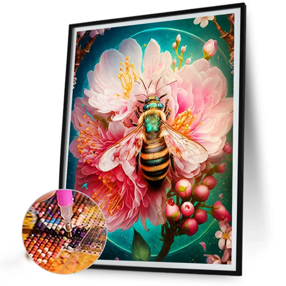 Full Round Diamond Painting 30*40cm - Flower Bee