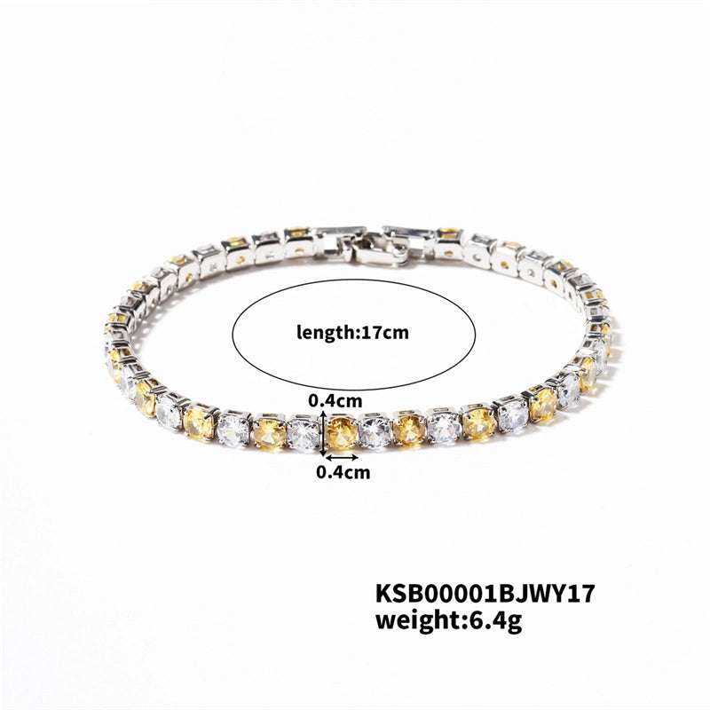 Hip-Hop Solid Color Copper Inlay Zircon K Gold Plated Rhodium Plated Unisex Tennis Bracelet