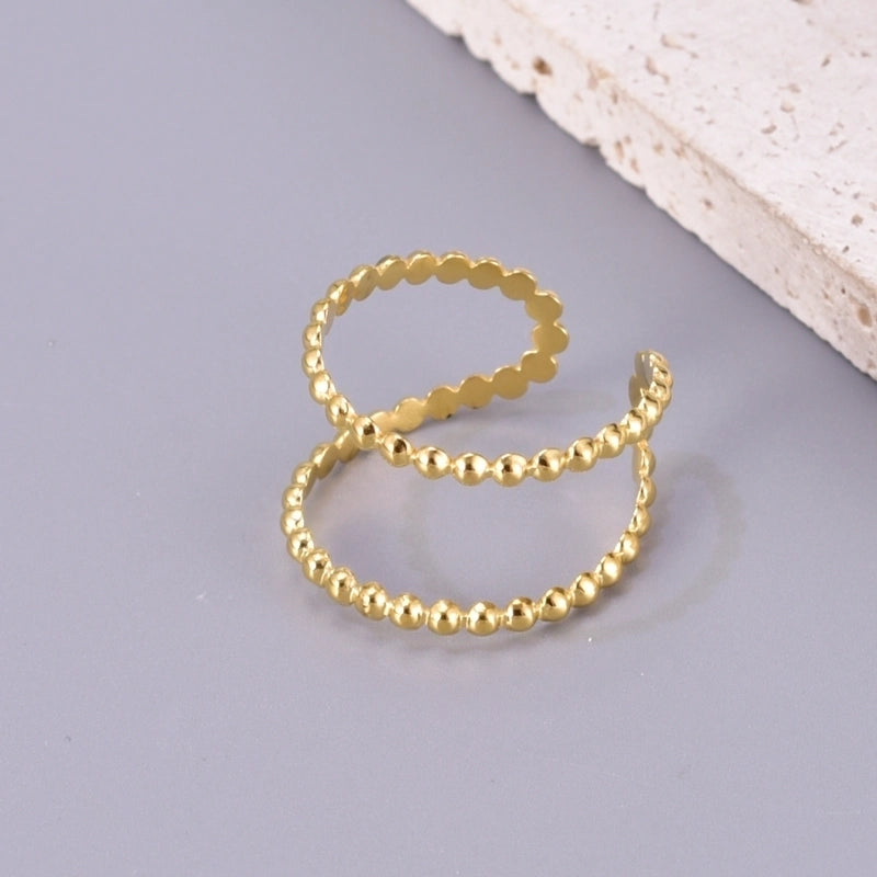 Minimalist Classic Style Solid Color 304 Stainless Steel Titanium Steel 18K Gold Plated Hollow Out Open Rings