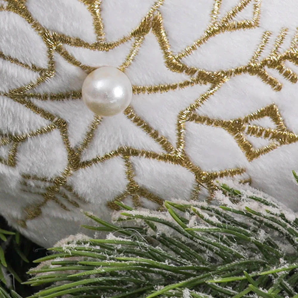 Gold and silver pearl flannel snowflake Christmas sock Christmas ornaments