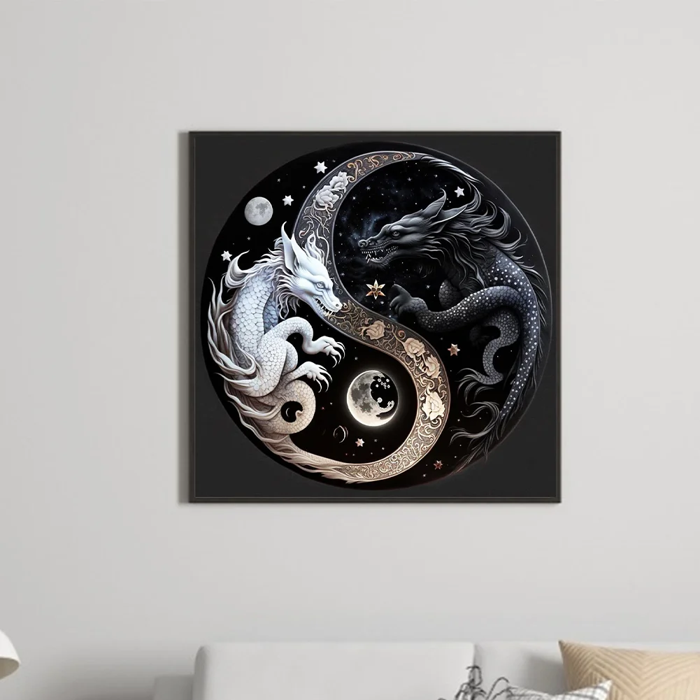 Diamond Painting - Full Round Drill - Yin Yang Dragon(Canvas|30*30cm)