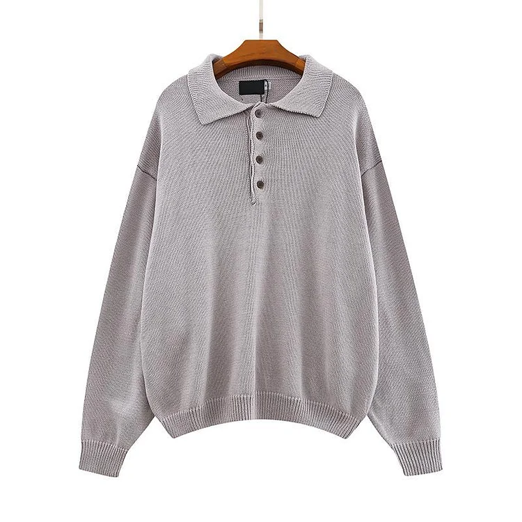 Fog Essentials Sweater Sweater Autumn and Winter Simplicity Solid Color Casual Knitted Button Sweater for Men and Women