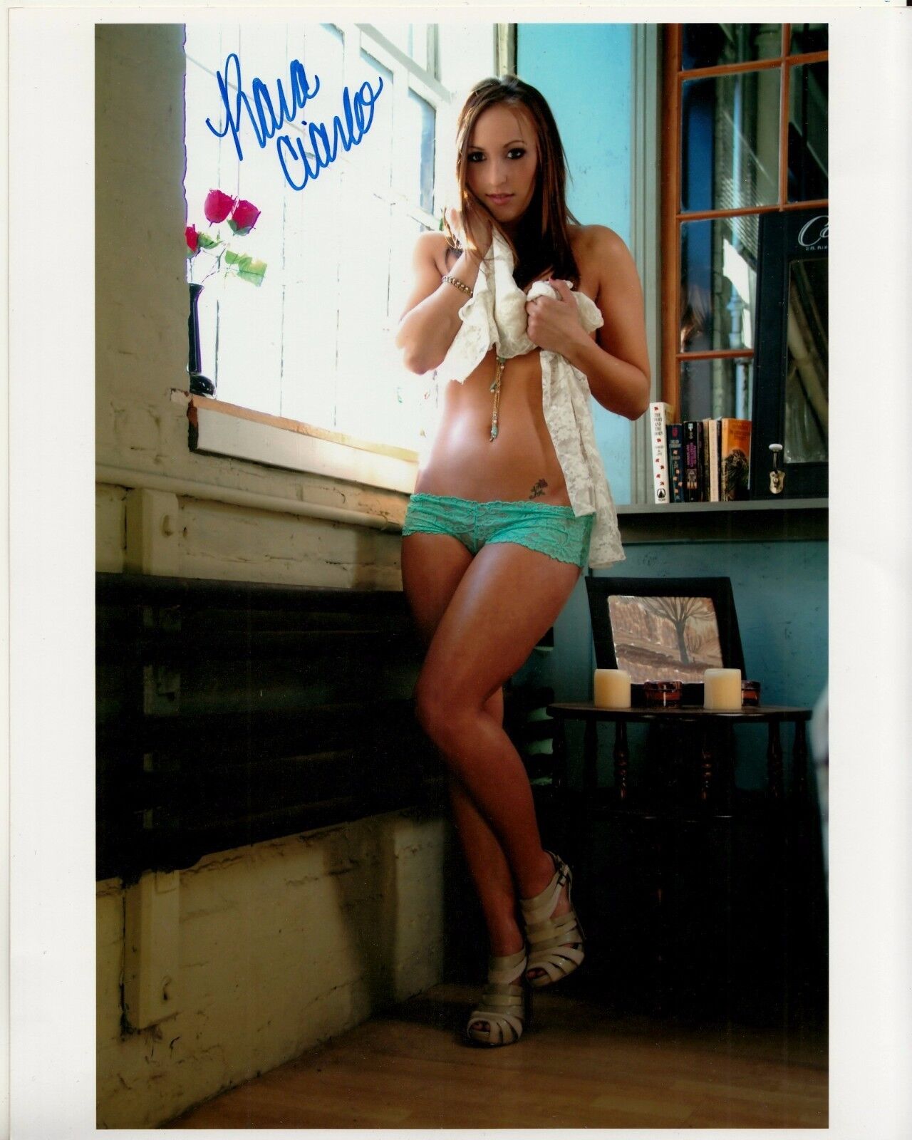 KARA CIARLO hand-signed SEXY NO BRA 8x10 IN LACE PANTIES w/ uacc rd coa PROOF