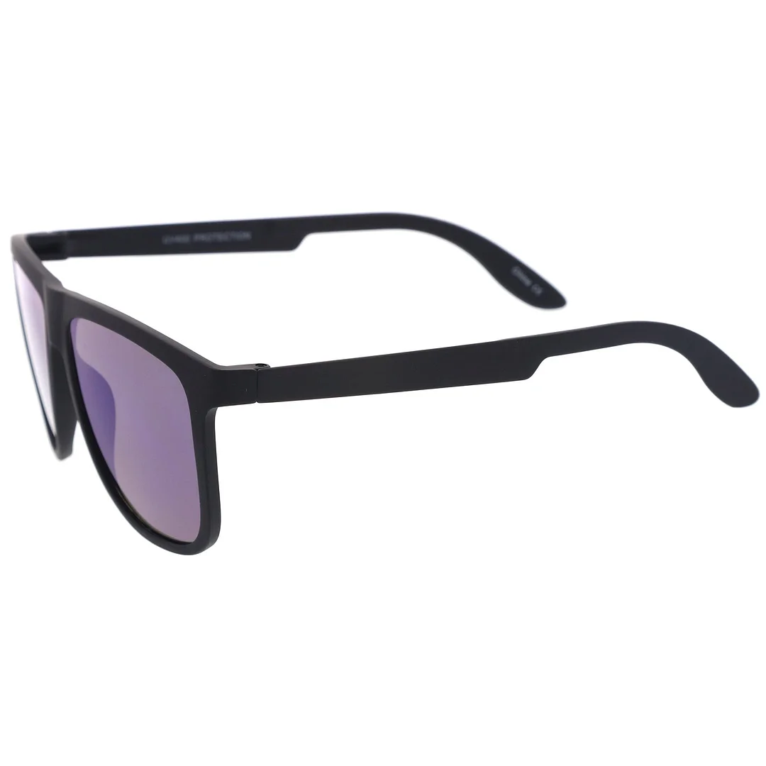 Lifestyle Rubberized Matte Flat Top Colored Mirror Square glasses 55mm