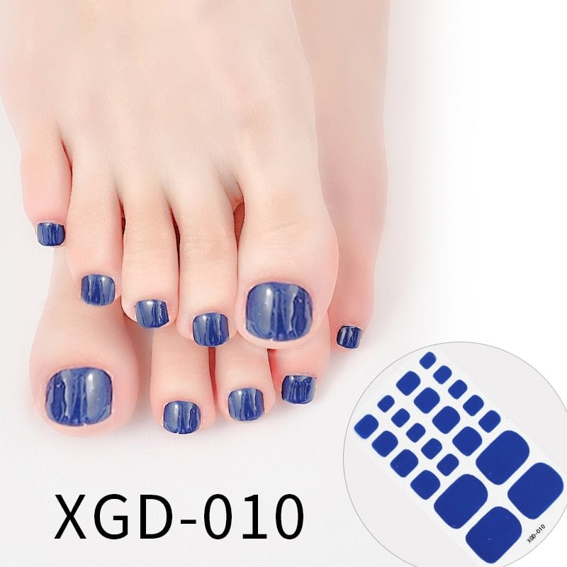 Dropshipping 1Pcs Color Toe Nail Stickers Fake Nails Toenail Wraps Nail Adhesive Self-Adhesive for Toe Polish Feet Stickers