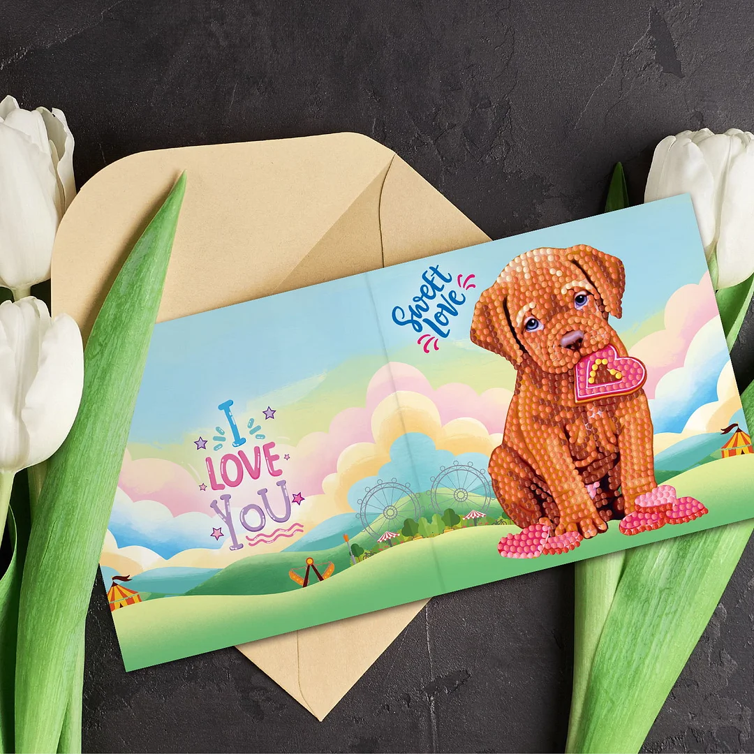 12pcs DIY Diamond Painting Greeting Cards Mosaic Birthday Postcard