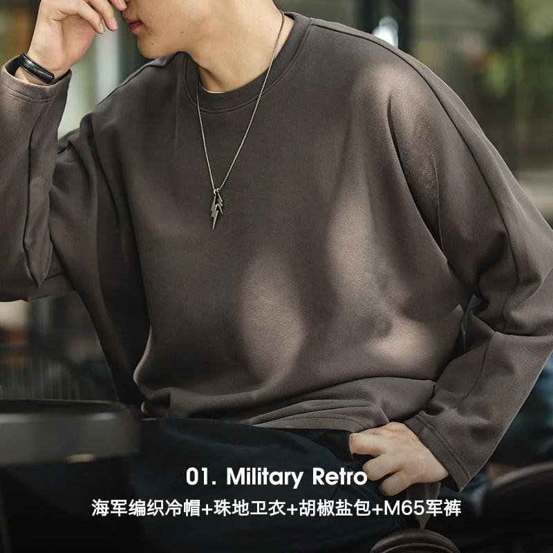 Aonga Maden Men's Oversize 340G Sweatshirts Long Sleeve Top Casual Pullover Sweatershirt Fashion Outerwear Hip Hop Loose Sold Hoodies