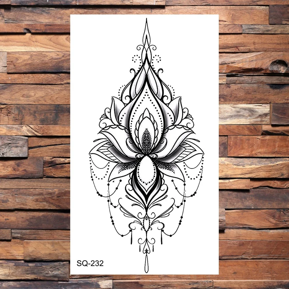Crown Temporary Tattoos For Women Men Realistic Cross Sword Angel Wings Thorns Fake Tattoo Sticker Body Waterproof Tatoos Black