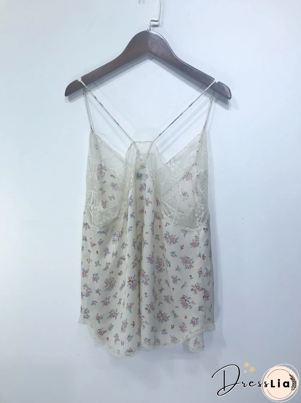 Silk Women New Style Romantic Neckline Exquisite Lace Stitching Letter Printing Girls Camis Vest