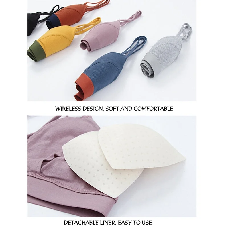 Cotton Bra Candy Color Women's Underwear Seamless Wireless Beauty Back Brassiere Soft Comfortable Female Intimate Lingerie