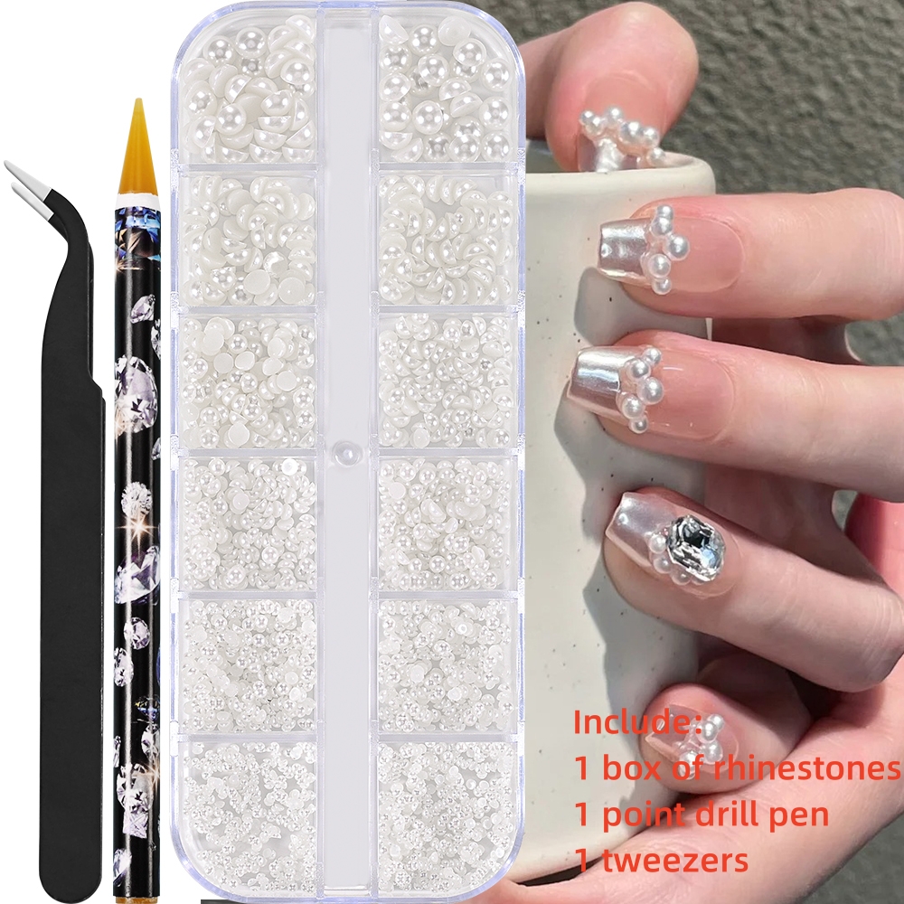 Multi-Size Nail Rhinestones Kit 3D Crystal AB DIY Nail Art Decors Diamond Gems Glitter Manicure Point Drill Pen Tweezers Tools #