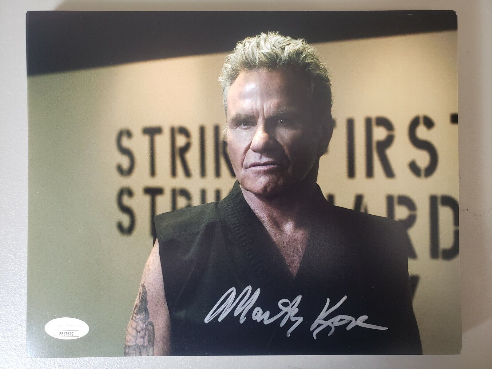 8X10 Autographed by Martin Kove in Cobra Kai Season 3. JSA